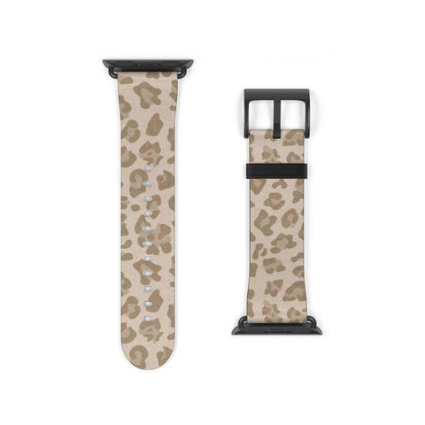 Light Leopard Animal Print Apple Watch Band - Matte Black
