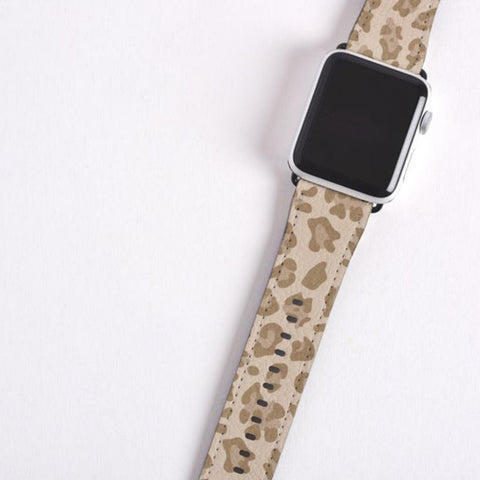 Light Leopard Animal Print Apple Watch Band - premium vegan leather printed strap (Feat)