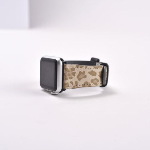 Light Leopard Animal Print Apple Watch Band - premium vegan leather printed strap (Feat)