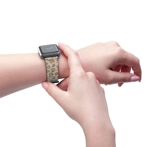 Light Leopard Animal Print Apple Watch Band - premium vegan leather printed strap (Feat)