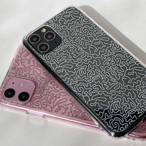 Line Art Doodles Clear Phone Case iPhone 12 Pro Max Black by The Urban Flair (Feat)