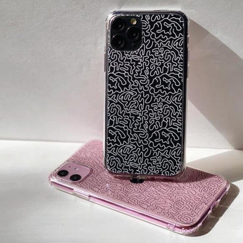 Line Art Doodles Clear Phone Case iPhone 12 Pro Max Black by The Urban Flair (Feat)