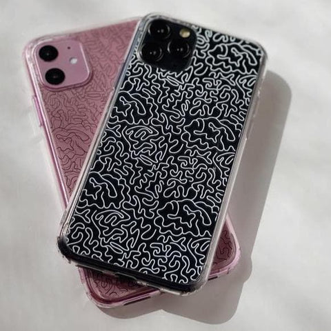 Line Art Doodles Clear Phone Case iPhone 12 Pro Max Black by The Urban Flair (Feat)