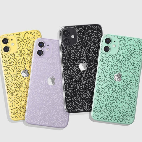 Line Art Doodles Clear Phone Case iPhone 12 Pro Max Black by The Urban Flair (Feat)