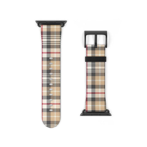 Shop The Luxurious Nude Plaid Apple Watch Band Exclusively at The Urban Flair - Trendy Faux/Vegan Leather iWatch Straps - Affordable Replacements Bands For Women