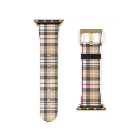 Shop The Luxurious Nude Plaid Apple Watch Band Exclusively at The Urban Flair - Trendy Faux/Vegan Leather iWatch Straps - Affordable Replacements Bands For Women