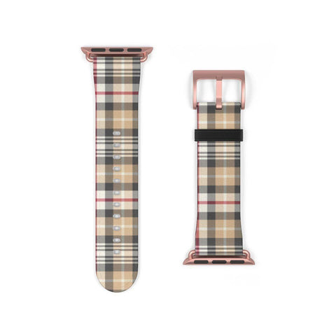 Shop The Luxurious Nude Plaid Apple Watch Band Exclusively at The Urban Flair - Trendy Faux/Vegan Leather iWatch Straps - Affordable Replacements Bands For Women
