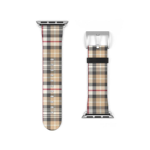 Shop The Luxurious Nude Plaid Apple Watch Band Exclusively at The Urban Flair - Trendy Faux/Vegan Leather iWatch Straps - Affordable Replacements Bands For Women