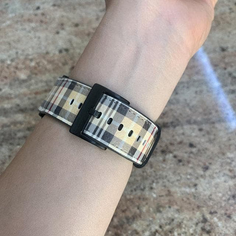 Shop The Luxurious Nude Plaid Apple Watch Band Exclusively at The Urban Flair - Trendy Faux/Vegan Leather iWatch Straps - Affordable Replacements Bands For Women
