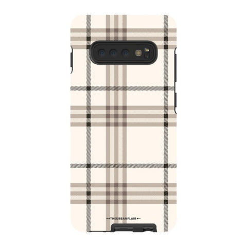 Luxury Cream Plaid Tough Phone Case Galaxy S10 Plus Satin [Semi-Matte] exclusively offered by The Urban Flair