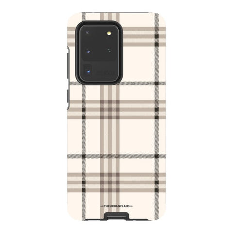 Luxury Cream Plaid Tough Phone Case Galaxy S20 Ultra Satin [Semi-Matte] exclusively offered by The Urban Flair