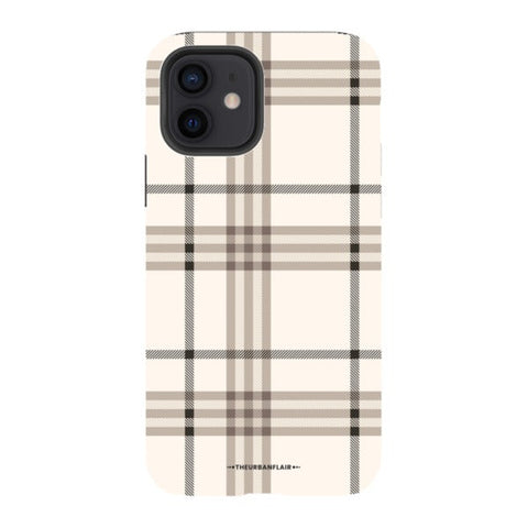 Luxury Cream Plaid Tough Phone Case iPhone 12 Gloss [High Sheen] exclusively offered by The Urban Flair