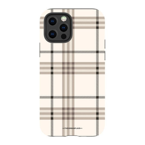 Luxury Cream Plaid Tough Phone Case iPhone 12 Pro Gloss [High Sheen] exclusively offered by The Urban Flair