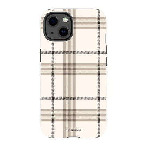 Luxury Cream Plaid Tough Phone Case iPhone 13 Satin [Semi-Matte] exclusively offered by The Urban Flair
