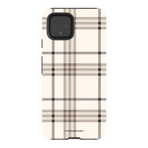 Luxury Cream Plaid Tough Phone Case Pixel 4 Gloss [High Sheen] exclusively offered by The Urban Flair