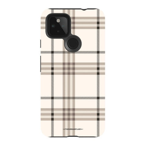 Luxury Cream Plaid Tough Phone Case Pixel 4A 5G Gloss [High Sheen] exclusively offered by The Urban Flair