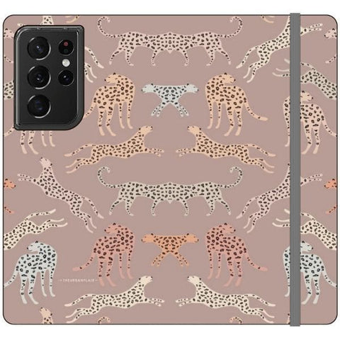 Galaxy S21 Ultra Mauve Leopards Wallet Phone Case - The Urban Flair