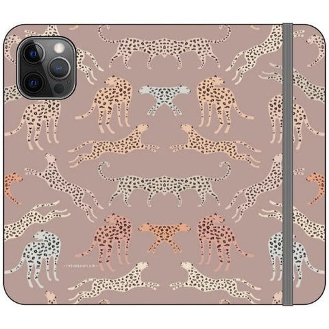 iPhone 12 Pro Mauve Leopards Wallet Phone Case - The Urban Flair