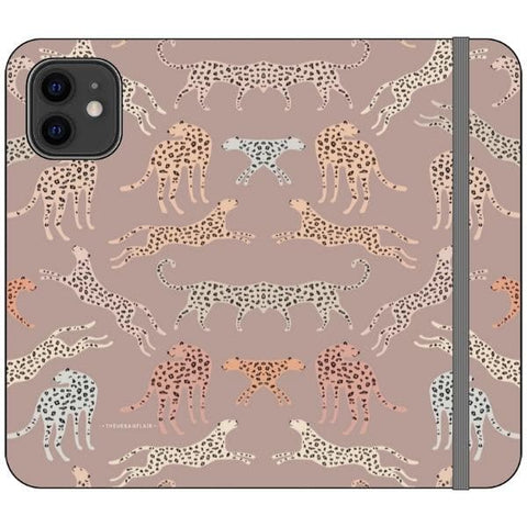 iPhone 12 Mauve Leopards Wallet Phone Case - The Urban Flair