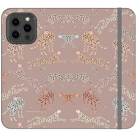 iPhone 13 Pro Max Mauve Leopards Wallet Phone Case - The Urban Flair