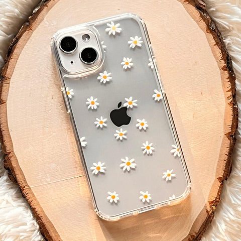 Minimal Daisy Case For iPhone 13 12 Mini 11 Pro Max XR XS Max 7 8 Plus SE 2020 Galaxy  S20 Fe S21 Ultra Clear Cover With Daisy Flower Design Feat