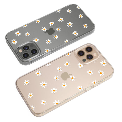 Minimal Daisy Case For iPhone 13 12 Mini 11 Pro Max XR XS Max 7 8 Plus SE 2020 Galaxy  S20 Fe S21 Ultra Clear Cover With Daisy Flower Design Feat