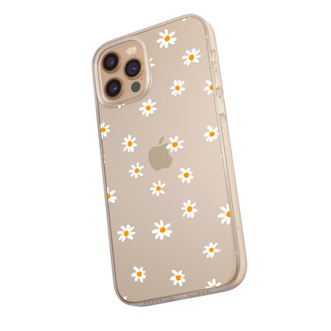 Minimal Daisy Case For iPhone 13 12 Mini 11 Pro Max XR XS Max 7 8 Plus SE 2020 Galaxy  S20 Fe S21 Ultra Clear Cover With Daisy Flower Design Feat