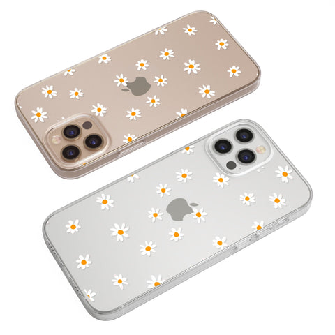 Minimal Daisy Case For iPhone 13 12 Mini 11 Pro Max XR XS Max 7 8 Plus SE 2020 Galaxy  S20 Fe S21 Ultra Clear Cover With Daisy Flower Design Feat