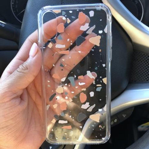 Minimal Earth Tone Terrazzo Clear Phone Case iPhone 12 Pro Max by The Urban Flair (Customer Feat)