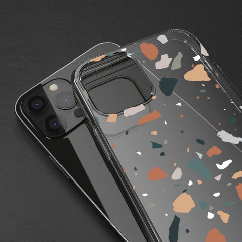 Minimal Earth Tone Terrazzo Clear Phone Case iPhone 12 Pro Max by The Urban Flair (Feat)