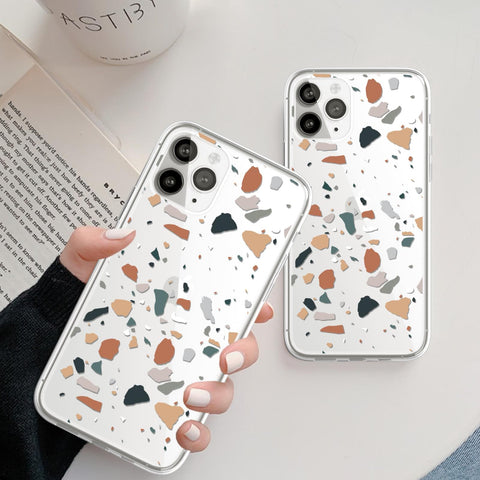 Minimal Earth Tone Terrazzo Clear Phone Case iPhone 12 Pro Max by The Urban Flair (Feat)