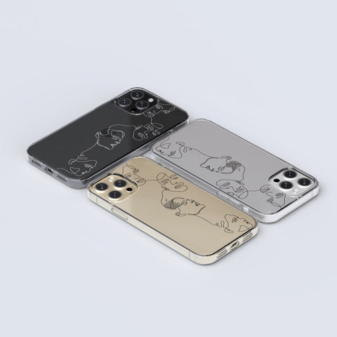 Minimal Line Art Faces Case For iPhone 13 12 Mini 11 Pro Max 7 8 SE 2020 XR XS Clear Cover With Simple Aesthetic Artsy Design Galaxy S22 Feat