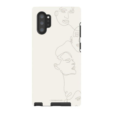 Galaxy Note 10 Plus Satin (Semi-Matte) Minimal Women One Line Art Tough Phone Case - The Urban Flair