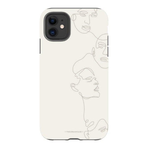 iPhone 11 Satin (Semi-Matte) Minimal Women One Line Art Tough Phone Case - The Urban Flair