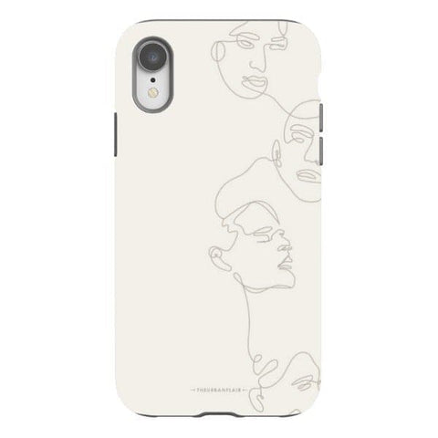 iPhone XR Satin (Semi-Matte) Minimal Women One Line Art Tough Phone Case - The Urban Flair