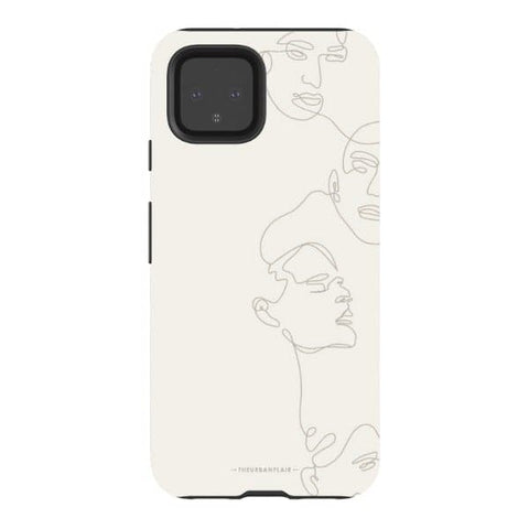 Pixel 4 Satin (Semi-Matte) Minimal Women One Line Art Tough Phone Case - The Urban Flair