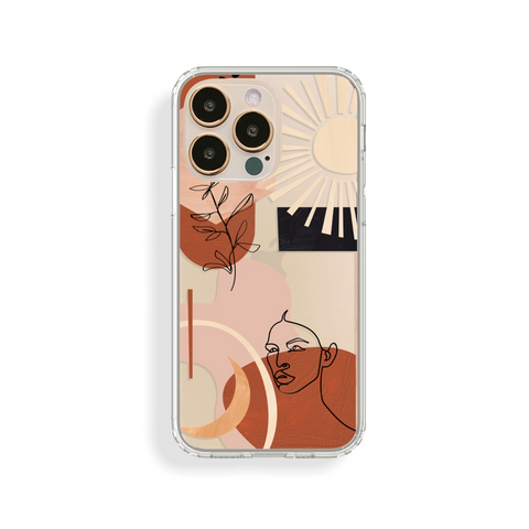 Modern Line Art Collage Clear Phone Case by The Urban Flair