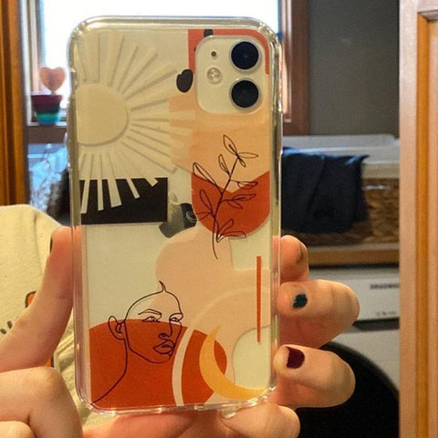 Modern Line Art Collage Clear Phone Case iPhone 12 Pro Max by The Urban Flair (Customer Feat)