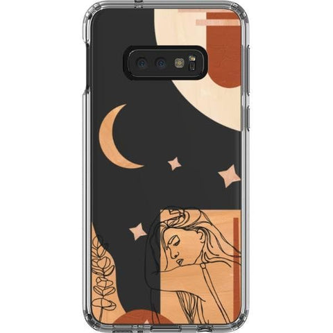Galaxy S10e Modern Moon Line Art Collage Clear Phone Case - The Urban Flair