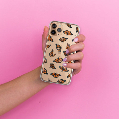 Monarch Butterfly Clear Phone Case iPhone 12 Pro Max by The Urban Flair (Aesthetic Monarch Butterfly Case For iPhone 12 Mini 11 Pro Max 7 8 SE 2020 XR XS Clear Cover With Butterflies Design Galaxy S20 Fe S21 Ultra Feat)