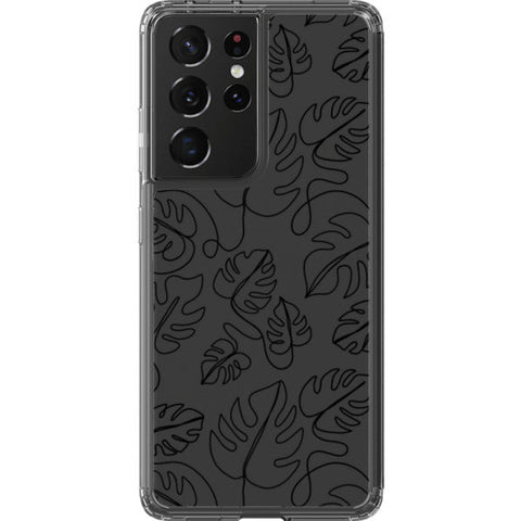 Monstera Leaf Line Art Clear Phone Case