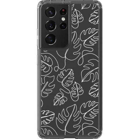 Monstera Leaf Line Art Clear Phone Case