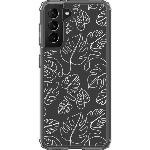 Monstera Leaf Line Art Clear Phone Case