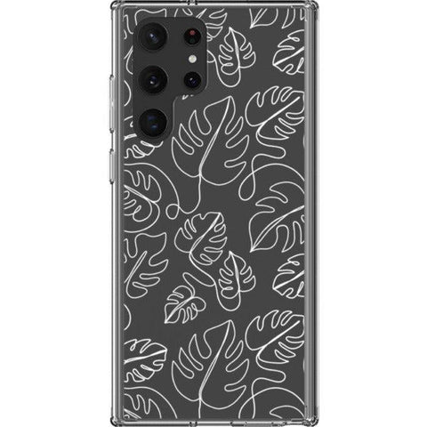 Monstera Leaf Line Art Clear Phone Case