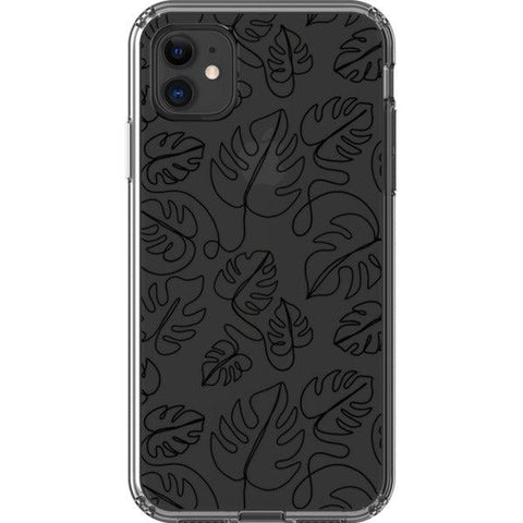 Monstera Leaf Line Art Clear Phone Case