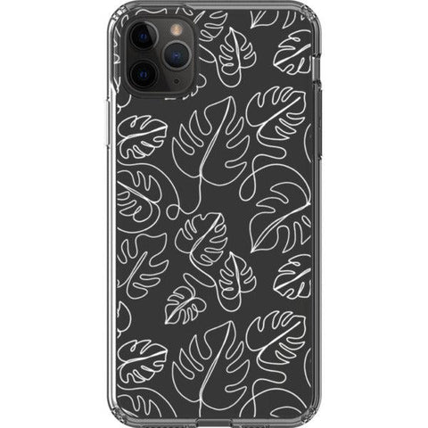 Monstera Leaf Line Art Clear Phone Case