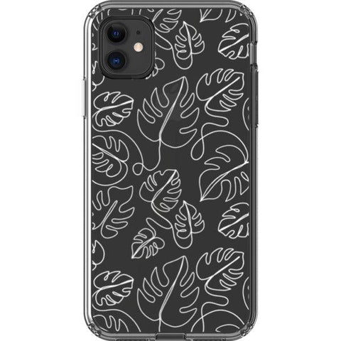 Monstera Leaf Line Art Clear Phone Case