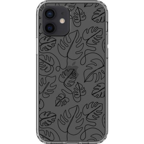 Monstera Leaf Line Art Clear Phone Case