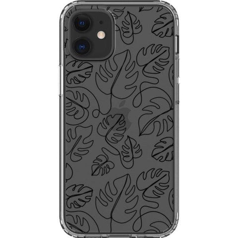 Monstera Leaf Line Art Clear Phone Case
