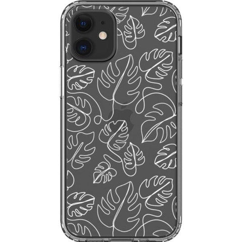 Monstera Leaf Line Art Clear Phone Case